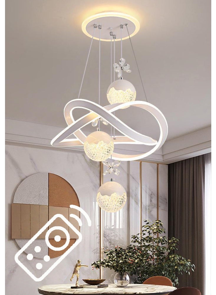 An LED chandelier decorated with crystals, with three adjustable lighting colors, controlled by remote control/switch, adjustable in height, suitable for above the dining table, bedroom, study, and living room. - Image 3